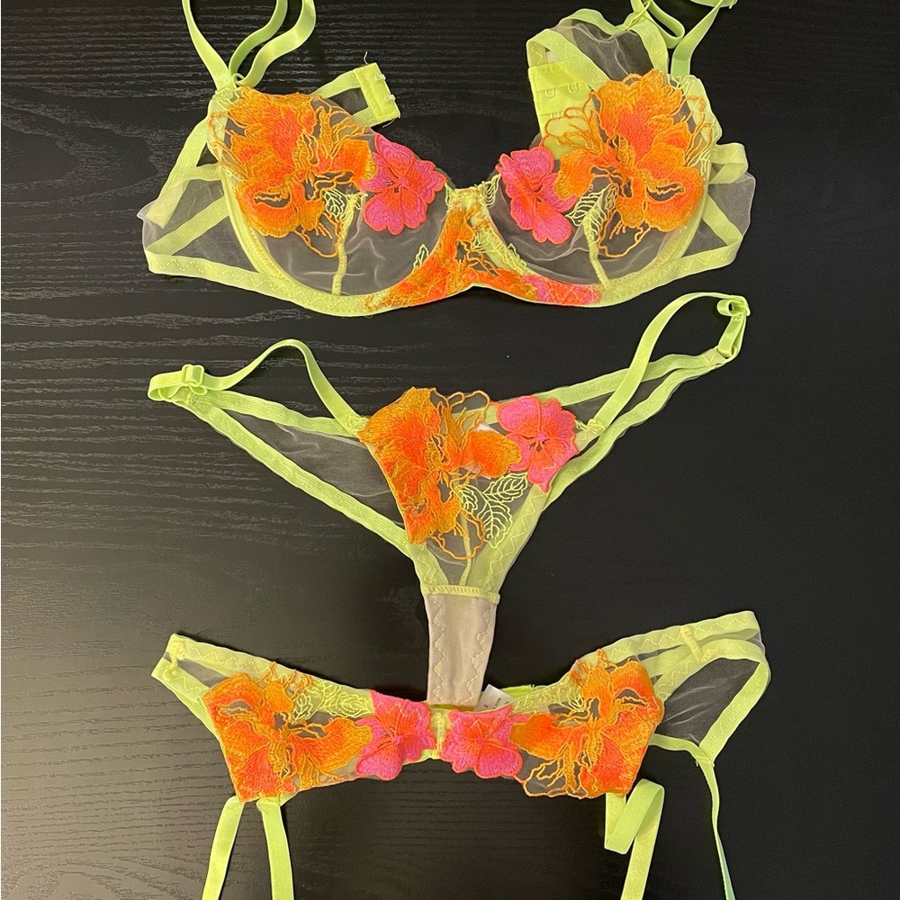 Floral Embroidered Lingerie Set